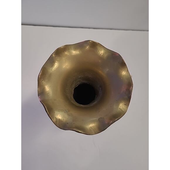 Vintage Brass Vase Handmade Etched Solid Floral Design Color Engraved Decor 12" - Picture 8 of 9